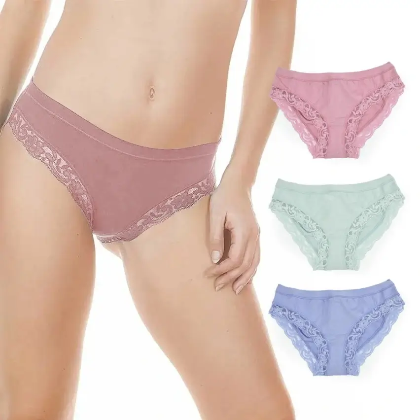 Slip donna vita bassa jadea 518 cotone e pizzo 3 pz1